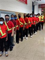safety patrol lined up in hallway